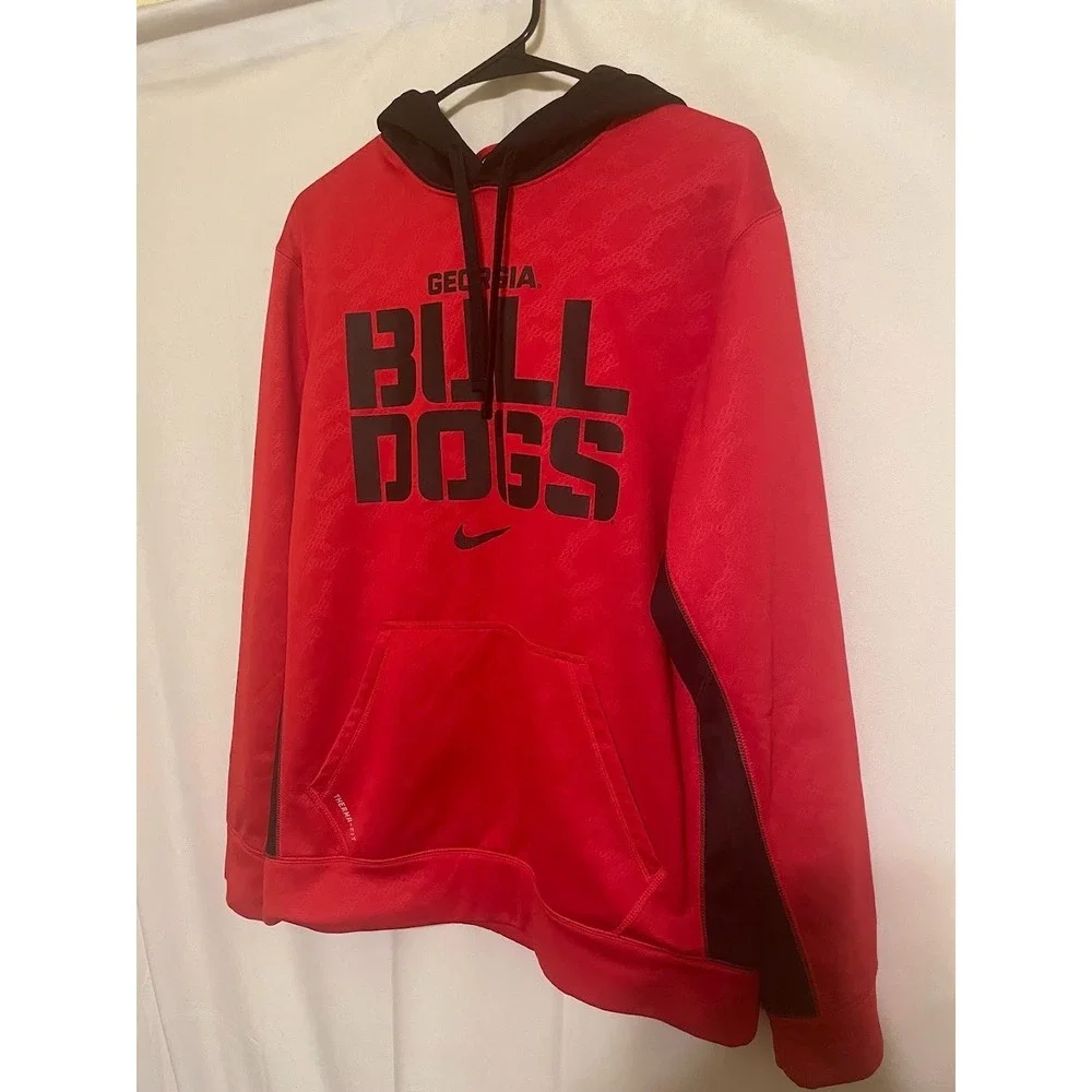 Nike Georgia Bulldogs Football Hoodie Sweatshirt Red Black Size Medium